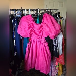 Bubble pink short dress with side cut outs